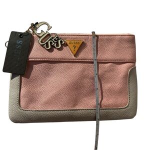 Guess Clutch handbag - Makeup bag Pink and Gray NWT